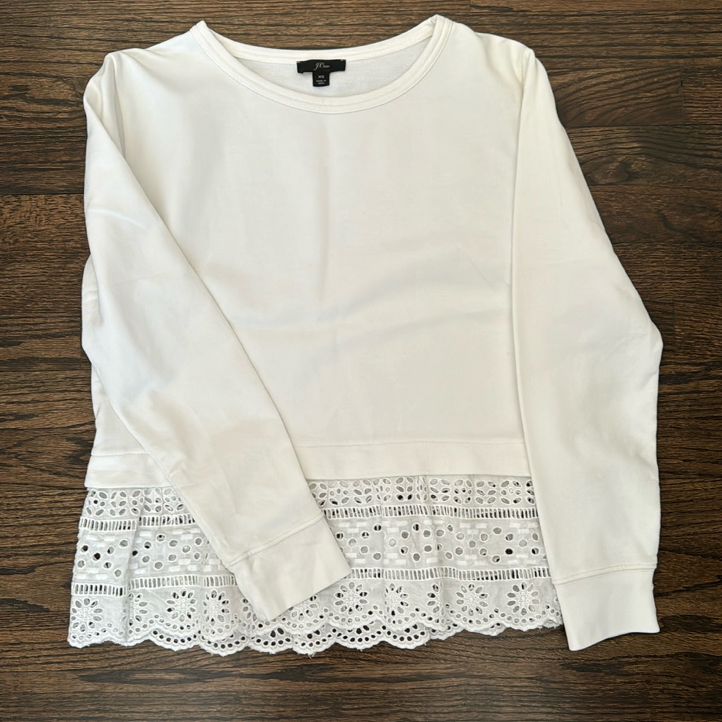 Jcrew White Eyelet Sweatshirt